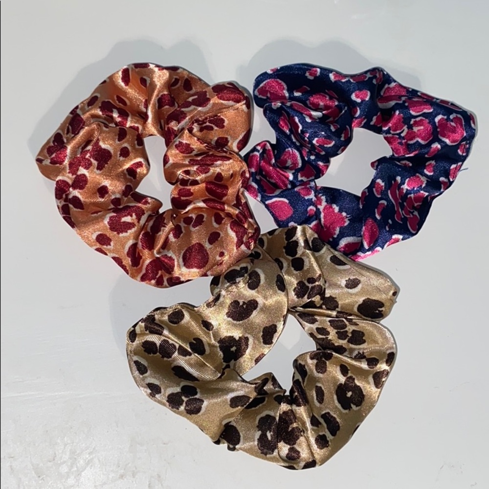 3 Animal Print Satin Scrunchies